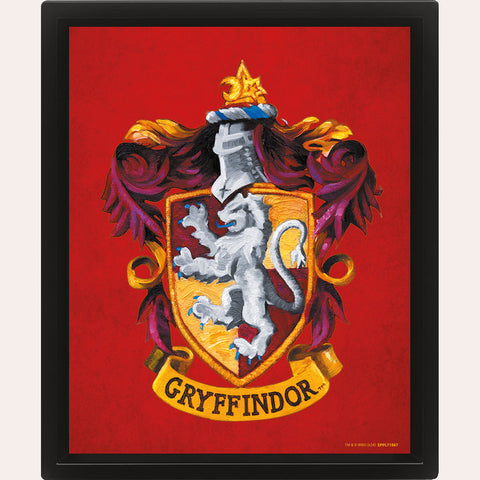 Harry Potter (Colourful Crest Gryffindor) 3D Lenticular Poster (Framed)