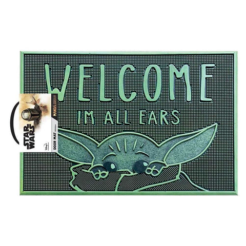 Official Star Wars The Mandalorian Grogu 'Welcome I'm All Ears' Rubber Doormat