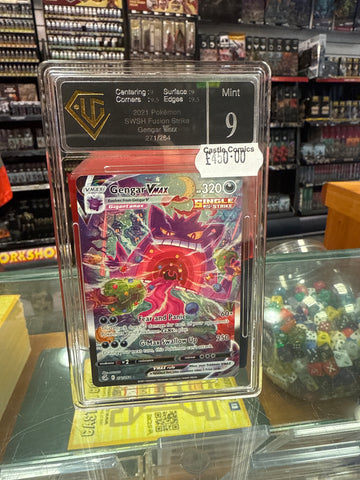 2021 Pokemon SWSH Fusion Strike Gengar VMAX - 271/264  GRADED UGC MINT 9 (Crack on backside of plastic) of plastic case)