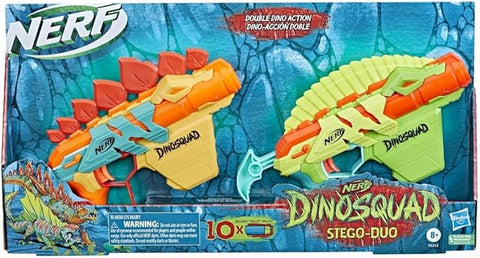 Nerf DinoSquad Stego-Duo - 2 Toy Foam Blasters - 10 Elite 2.0 Darts - F6315, Medium