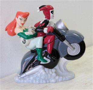 Batman warner bros. harley quinn + poison ivy on bike cookie jar 1999 Boxed