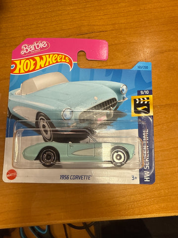 Hot Wheels Die-Cast Vehicle Corvette Barbie Movie Blue  1956 183/250