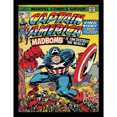 Captain America (Madbomb) 30 x 40cm Collector Print (Framed)