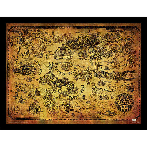 The Legend of Zelda (Hyrule Map) 30 x 40cm Collector Print (Framed)