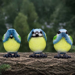 Three Wise Blue Tits 8cm - 100