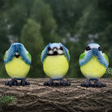 Three Wise Blue Tits 8cm - 100