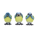 Three Wise Blue Tits 8cm - 100