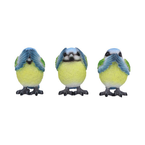 Three Wise Blue Tits 8cm - 100