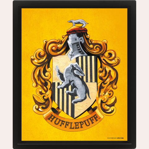 Harry Potter (Colourful Crest Hufflepuff) 3D Lenticular Poster (Framed)