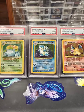Base set Venusaur, Blastoise, Charizard PSA Graded in sequential order