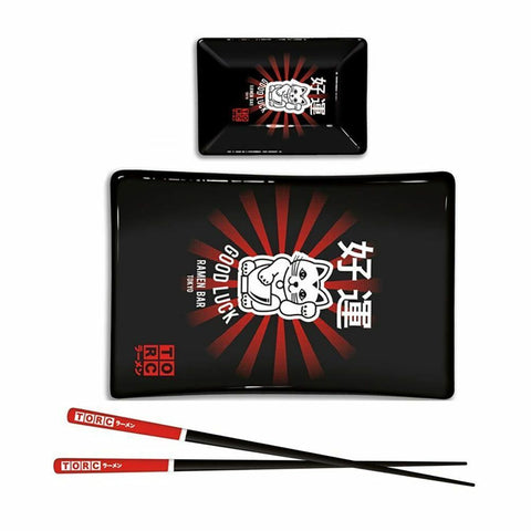 The Original Ramen Company: Lucky Cat 2 Sushi Trays and Chopsticks Set - Boxed