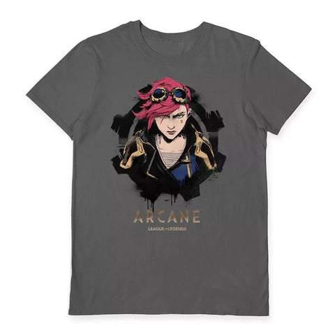 Arcane League of Legends T-shirt - Official VI Short Sleeve Charcoal Tee - MEDIUM