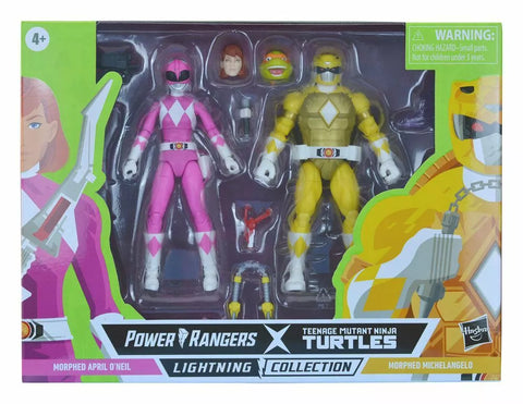 Morphed April O Neil Michelangelo Power Rangers x TMNT 2-Pack 15cm Figure Hasbro-