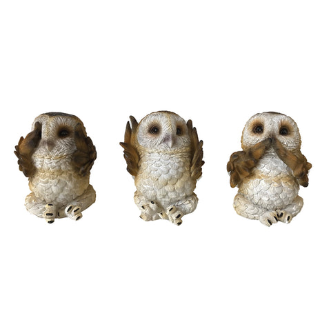 Three Wise Brown Owls 7.5cm - 10