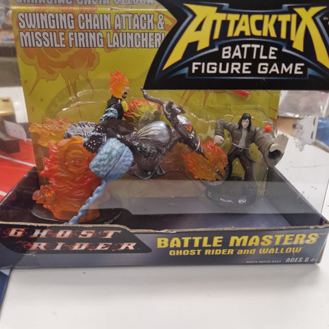 2006 HASBRO ATTACKTIX BATTLE MASTER GHOST RIDER & WALLOW FIGURE GAME, NEW-SEALED