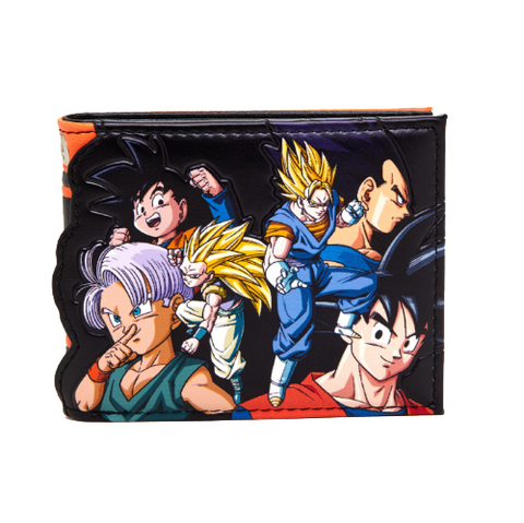 OFFICIAL DRAGON BALL Z - CHARACTERS PRINTED PU BI-FOLD BLACK AND ORANGE WALLET